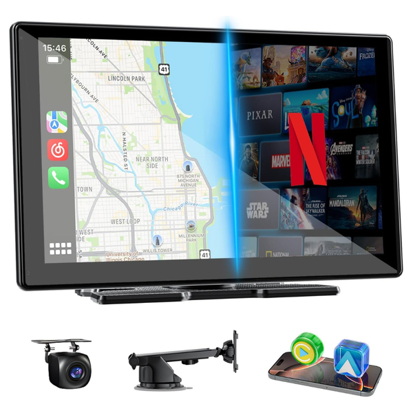 9" Wireless CarPlay/Android Auto Touchscreen Display W/ Built-In Apps