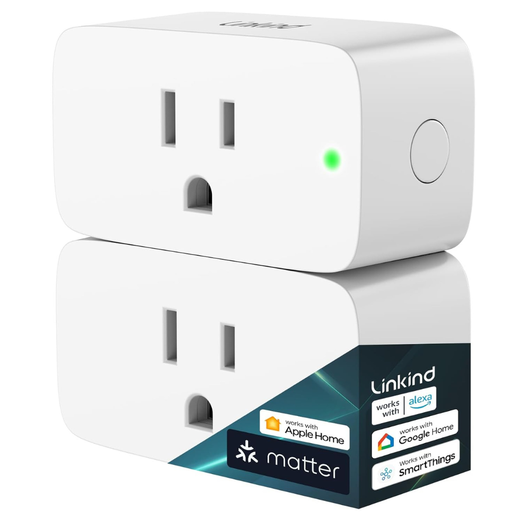 2-Pack Linkind Matter Smart Plug (15A/1800W Max)