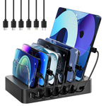 Clever Bright 68W 6 Port Phone Charger Dock W/ 6 Cables