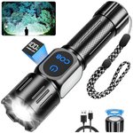 Rechargeable 99000-Lumen Tactical LED Flashlight W/ LCD Display