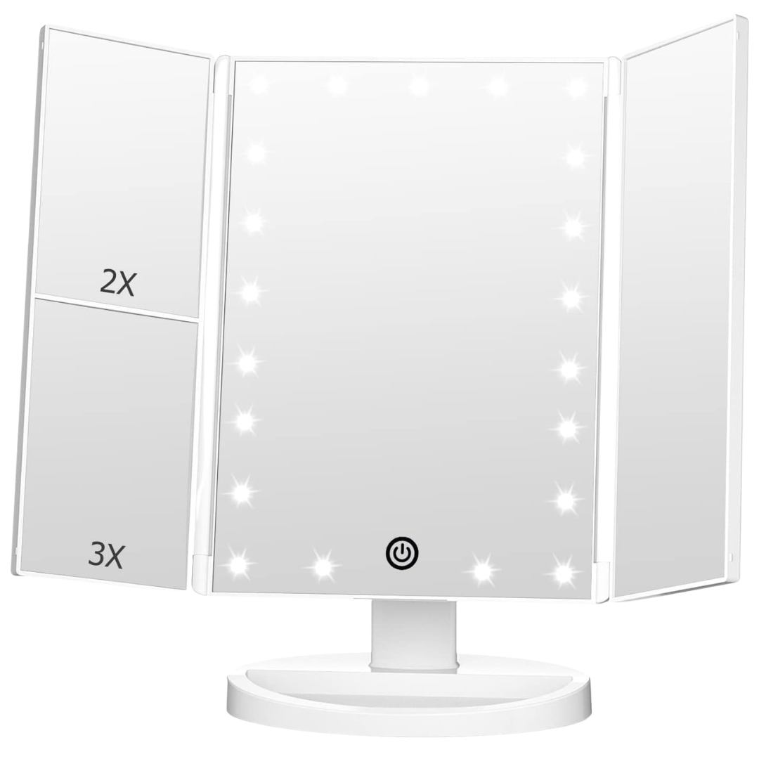 Trifold 2X/3X Magnification Vanity Mirror W/ 21 LED Lights
