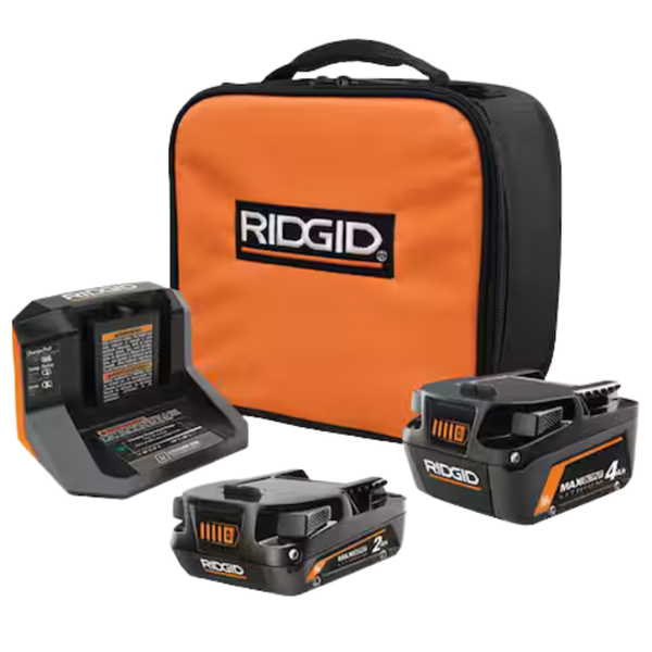 RIDGID 18V MAX Output 4.0 Ah And 2.0 Ah Batteries With 18V Charger