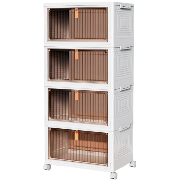 4-Tier Plastic Stackable Storage Bins with Wheels (each 23-Qt)