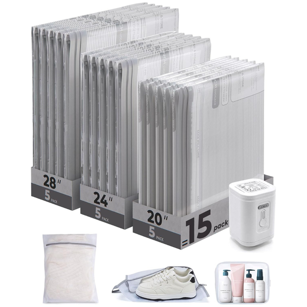 18-Pack Bagsmart Portable Vacuum Storage Bags w/ Rechargeable Pump