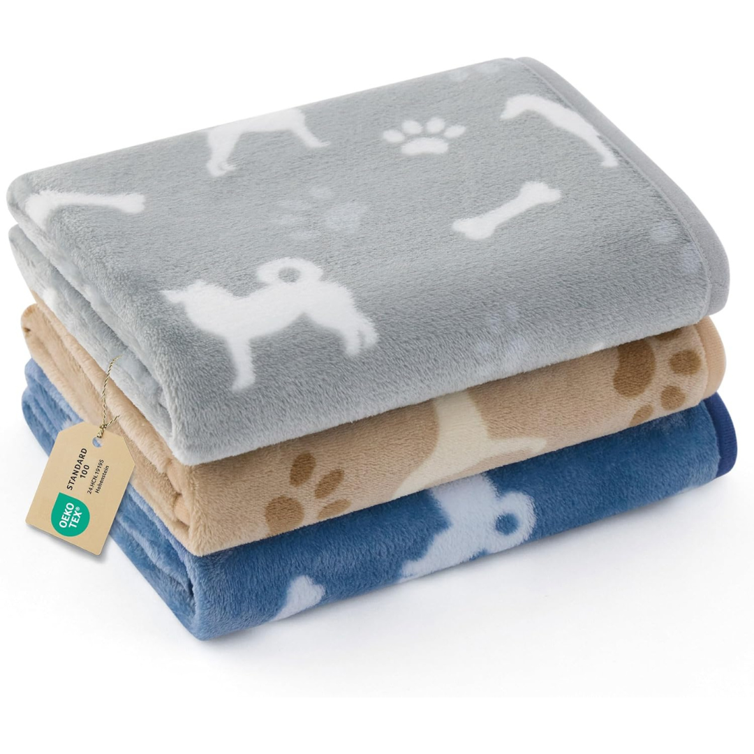 3-Count 23" x 16" Bedsure Ultra-Soft Flannel Fleece Pet Blankets