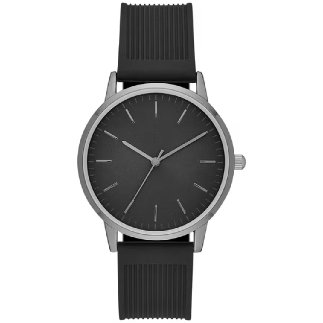 40MM GEORGE Men's Quartz Watch (Black Dial / Silicone Strap)