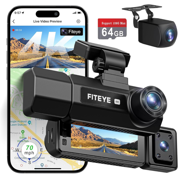Fiteye IMX335 STARVIS Sensor 3-Channel 4K Dash Cam