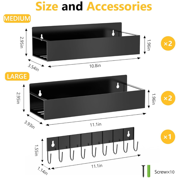 5-Pack Dust Resistant Magnetic Spice Rack Organizer w/ Hook