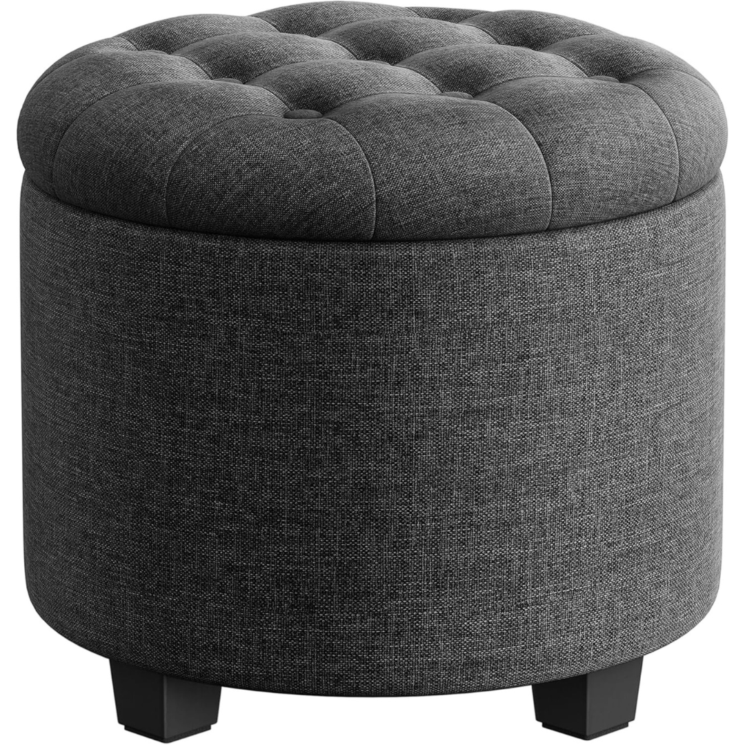 SONGMICS 17.7" Round Storage Ottoman with Legs