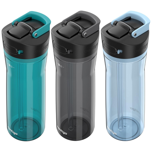 3-Pack 24oz Contigo Ashland 2.0 Water Bottles with AUTOSPOUT Lid