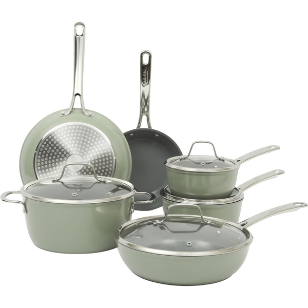 10-Piece Sur La Table Kitchen Essentials Ceramic Nonstick Aluminum Cookware Set