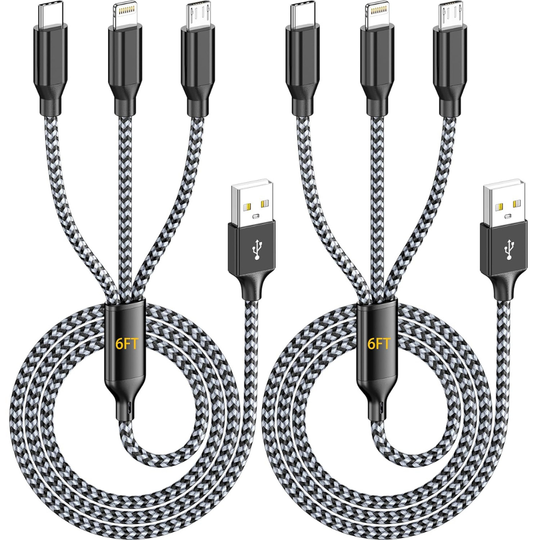 3-Pack Idison 4 ft 3-in-1 Multi Charging Cables (Various)