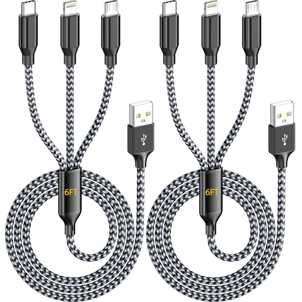 3-Pack Idison 4 ft 3-in-1 Multi Charging Cables (Various)
