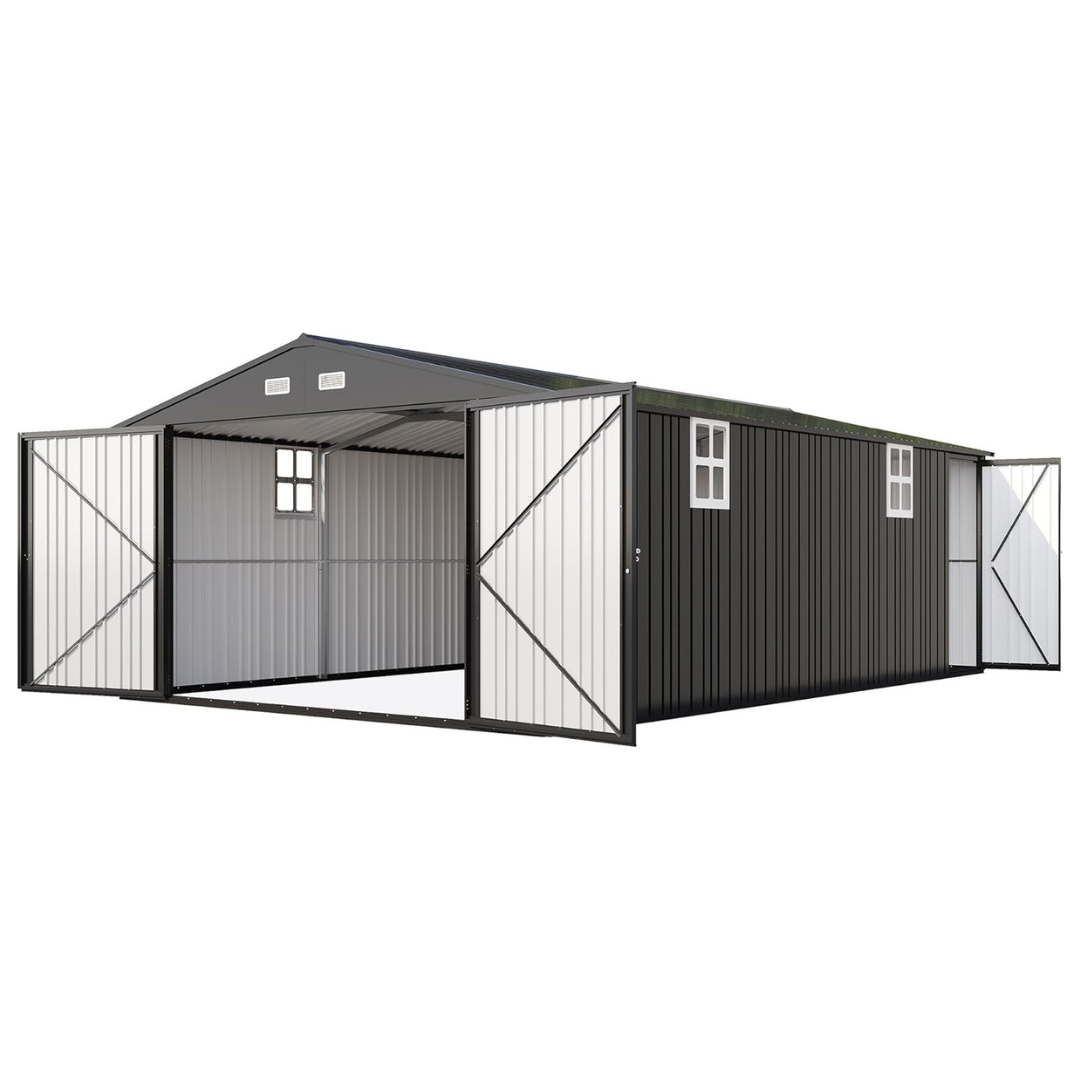 Outdoor Metal Storage Sheds with Double Doors (13' x 21' x 8')