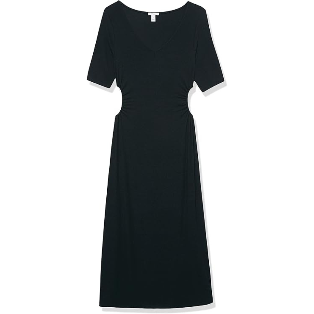 Amazon Essentials Women's Fine Rib Side Cut-Out Midi Dress