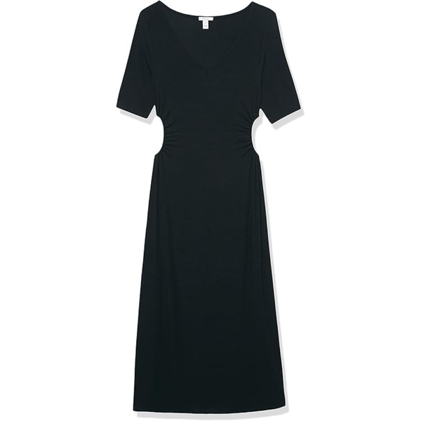 Amazon Essentials Women's Fine Rib Side Cut-Out Midi Dress
