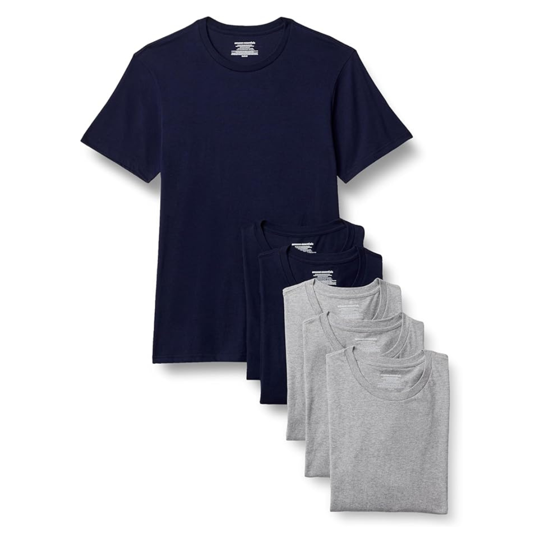 6-Pack Amazon Essentials Men's' Slim Fit Cotton Crew Neck Undershirt