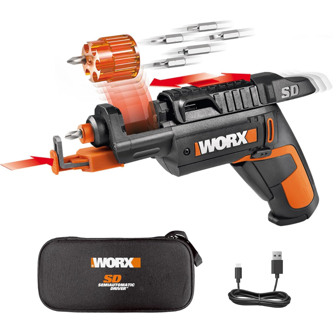 WORX 4V Cordless Screwdriver W/ 6-Bit Semi Automatic Changer & USB-C Charging