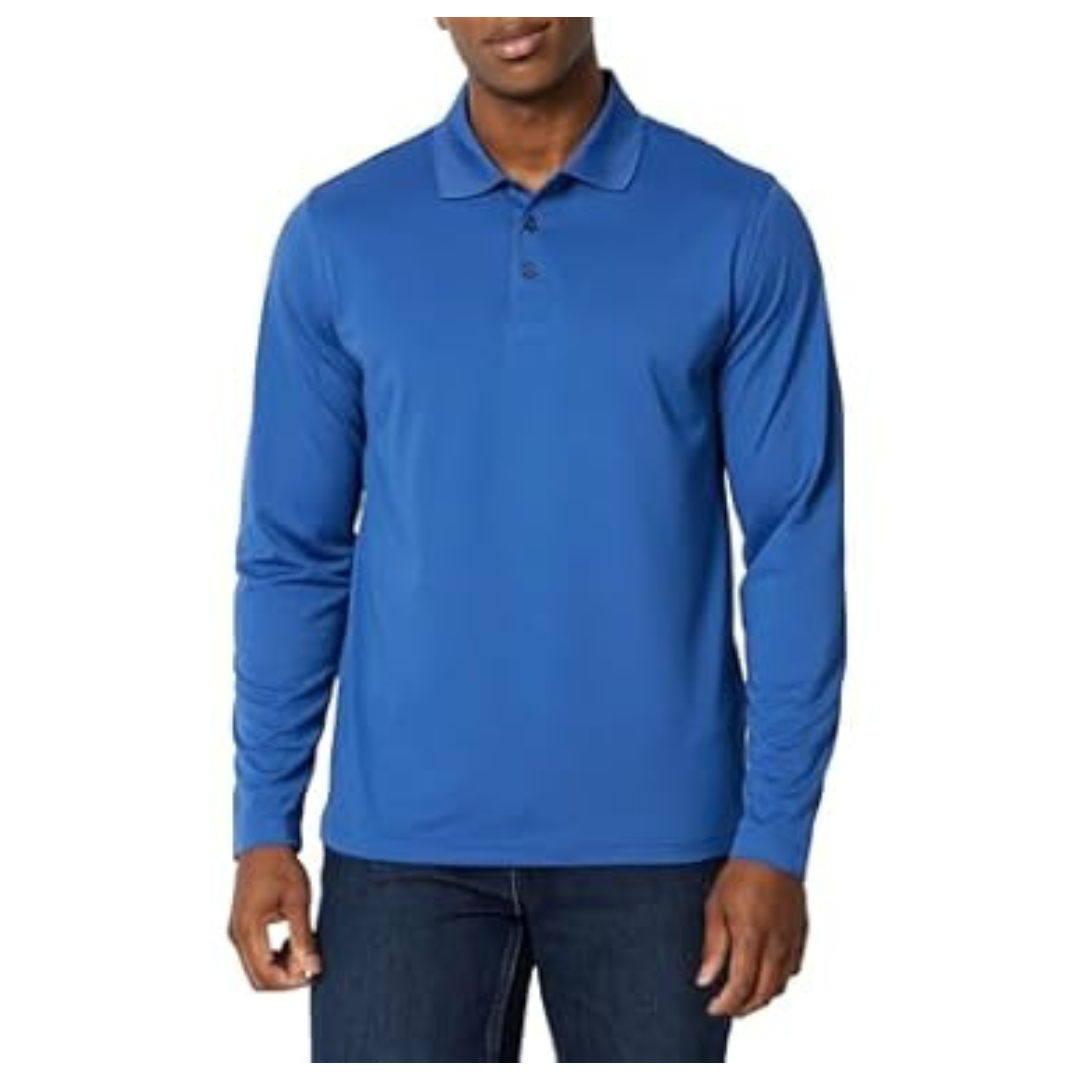 Amazon Essentials Men's Long Sleeve Quick-Dry Golf Polo Shirt (Various)