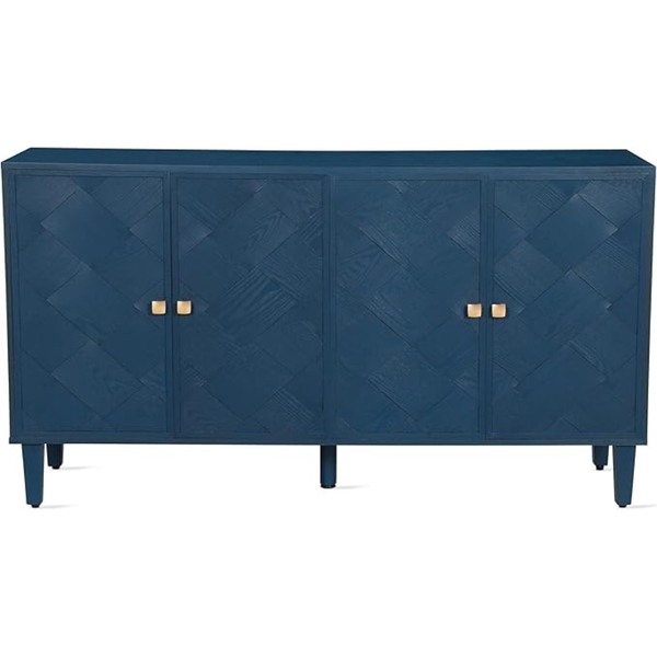 Merax 59.8" Wood Sideboard Buffet Cabinet With Storage Doors (Navy Blue)
