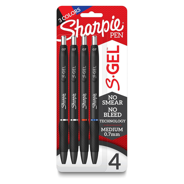 4-Count Sharpie S-Gel Pens Medium Point (0.7mm) (Assorted Colors)