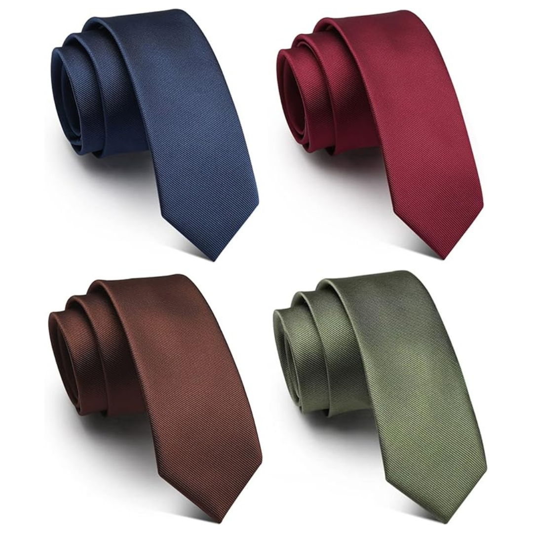 4-Pack Men's Classic Skinny Width 2.3" Slim Necktie