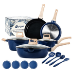 16-Piece Titanium Pots & Pans Toxic-Free Cookware Set