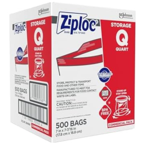 500-Count Ziploc Quart Storage Bags