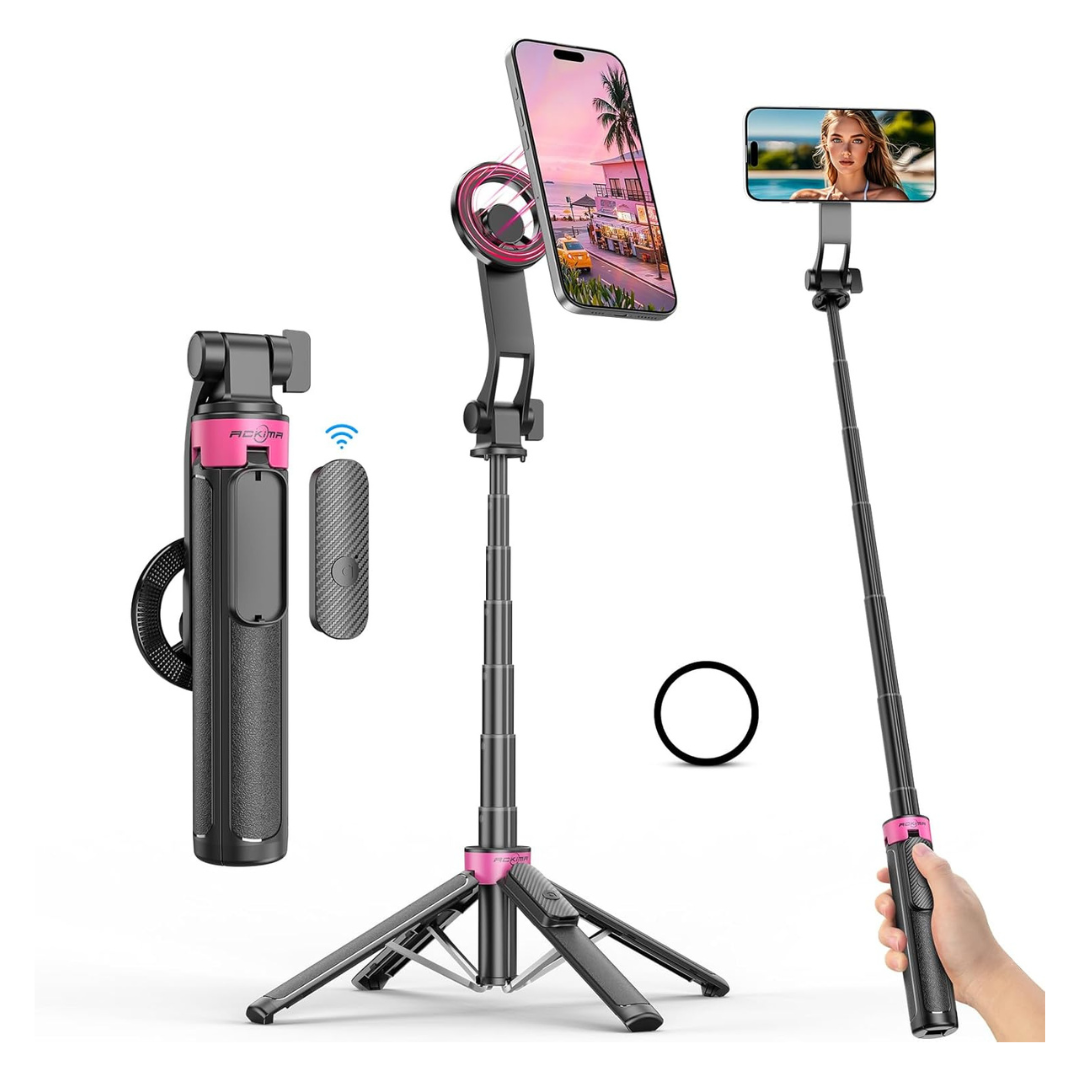 37" ACKIMA Magnetic MagSafe Selfie Stick Tripod With Wireless Remote