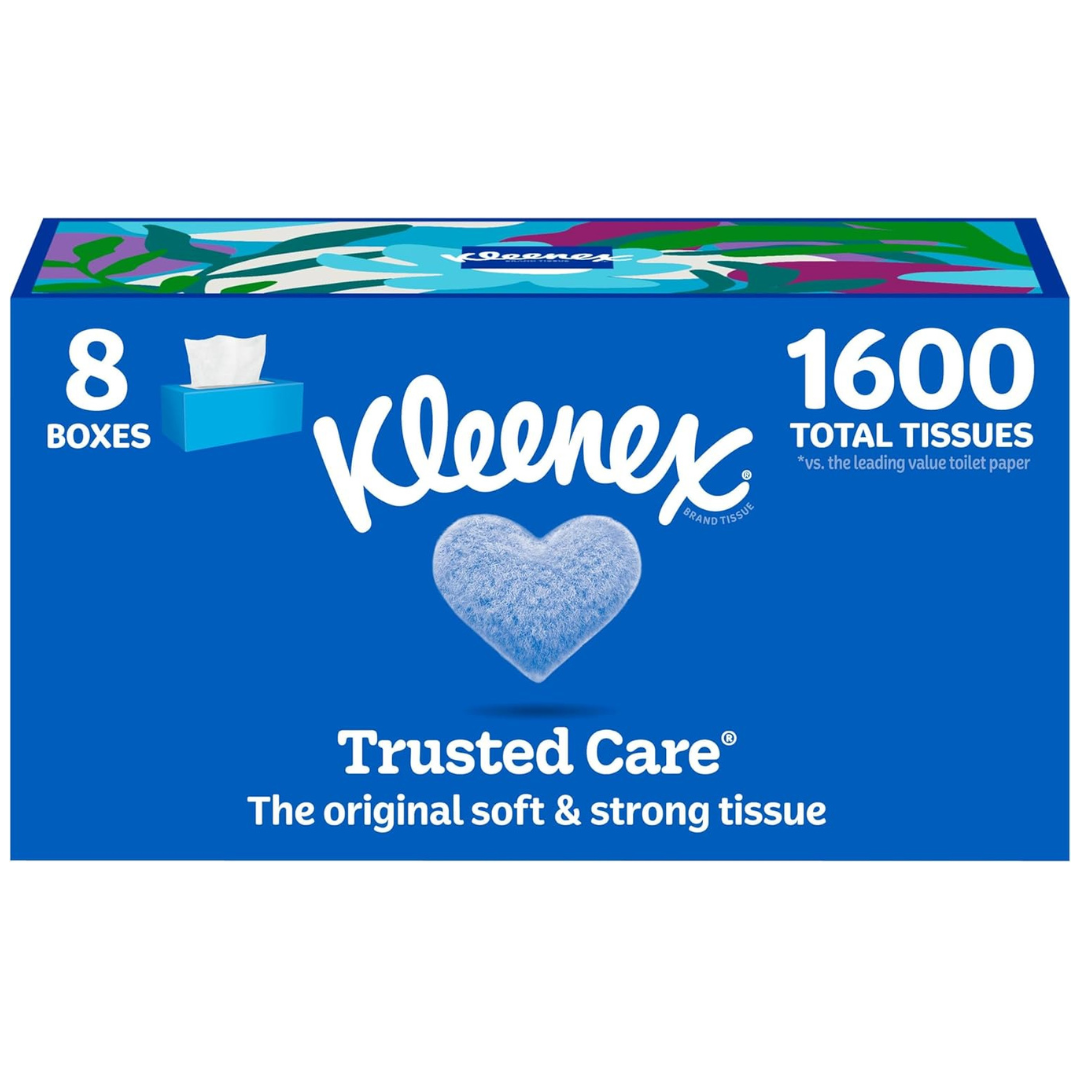 8-Boxes Of Kleenex Trusted Care Facial Tissues (1600 Total Tissues)