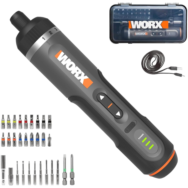 WORX 4V Cordless Electric Screwdriver With 30-Piece Accessory Kit (WX242L)