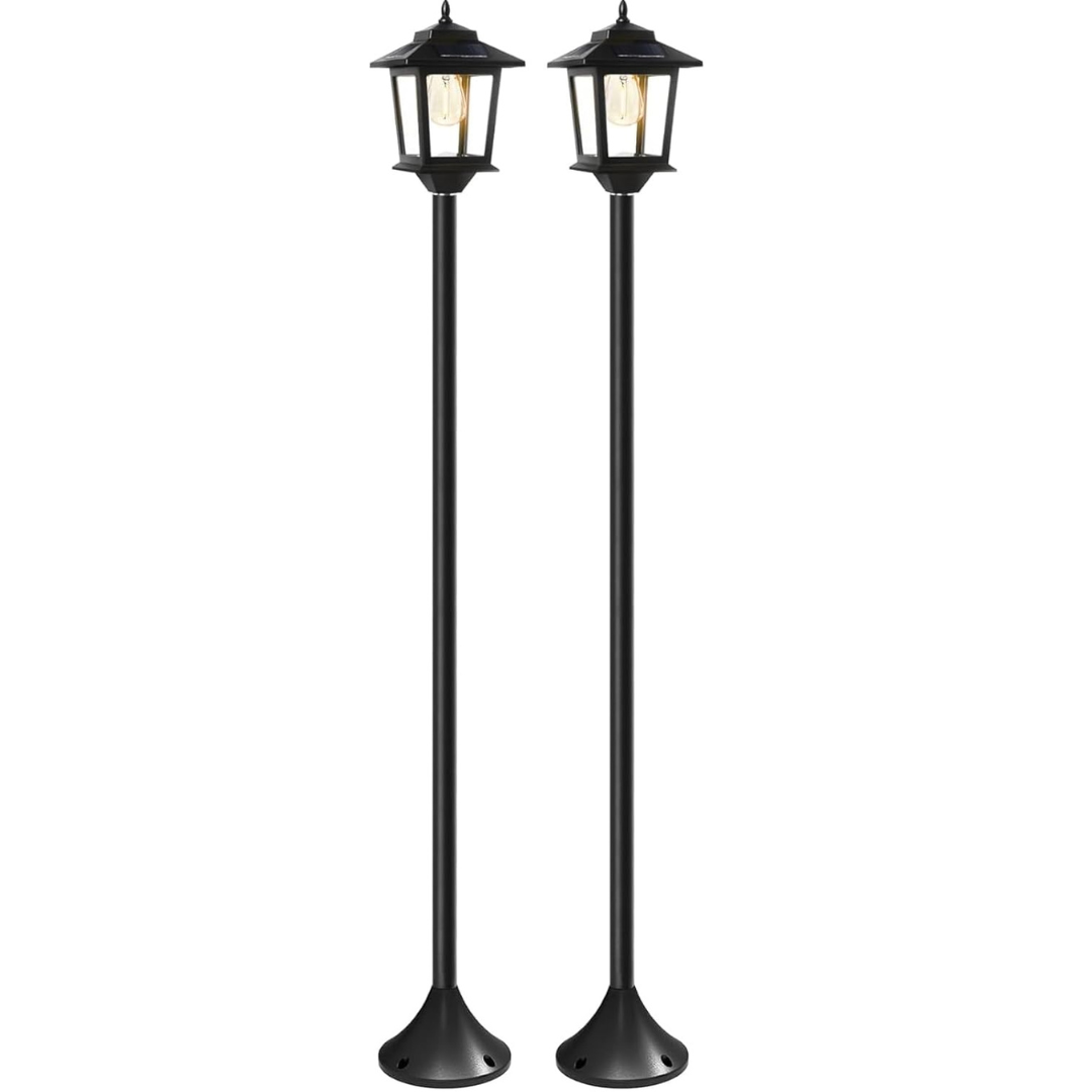2-Pack Waterproof 63" 4-Solar Panels Lamp Post Lights