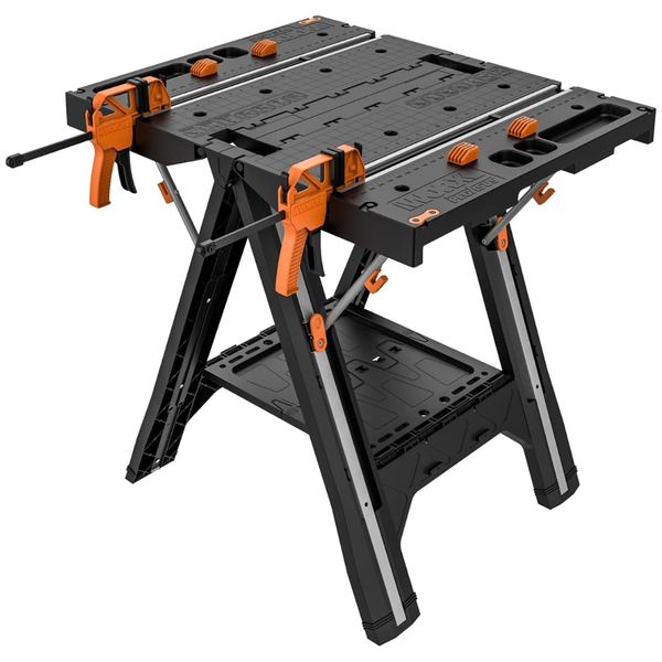 Worx WX051 Pegasus Folding Work Table & Sawhorse W/ 2 Clamps & 4 Clamp Dogs