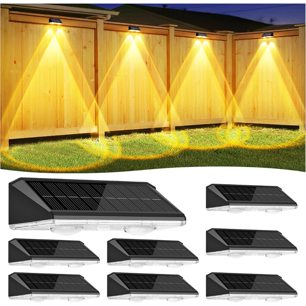 8-Pack Outdoor Solar Fence Lights with 3 Modes