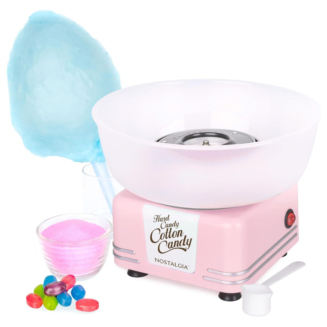 Nostalgia Countertop Cotton Candy Machine W/ 2 Reusable Cones & Measuring Scoop