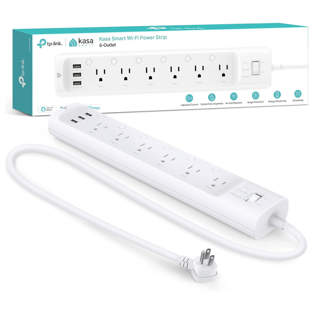 Kasa HS300 Smart Plug Power Strip W/ 6 Outlets And 3 USB Ports