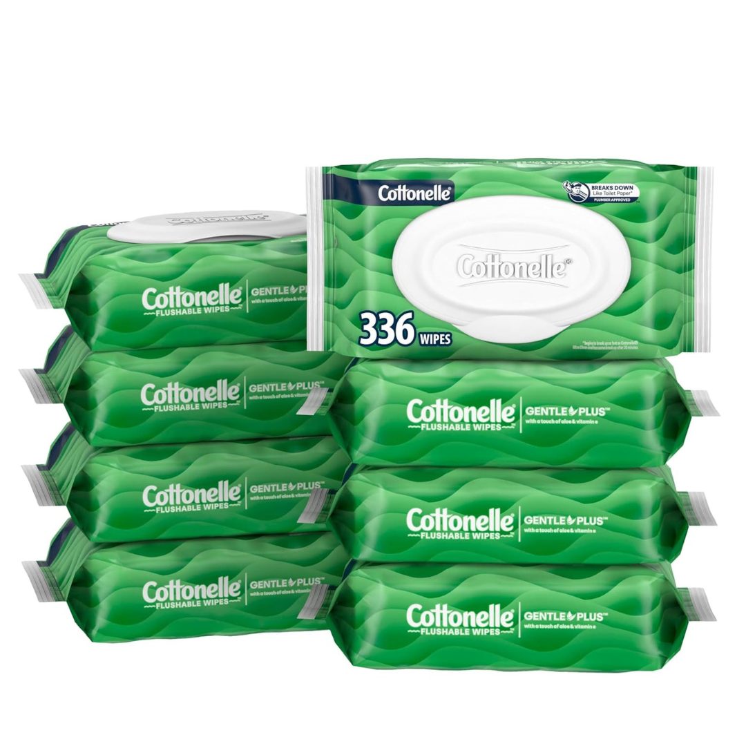 336-Count (8pk X 42ct) Cottonelle GentlePlus Flushable Wet Wipes W/ Aloe
