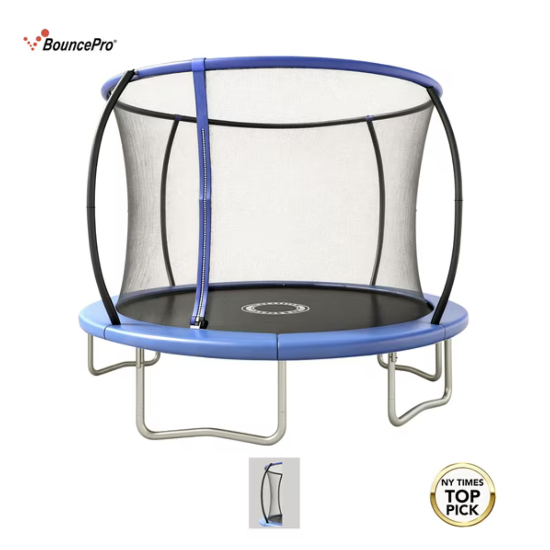 10-Ft Sportspower Bounce Pro Round Trampoline With Safety-Enclosure