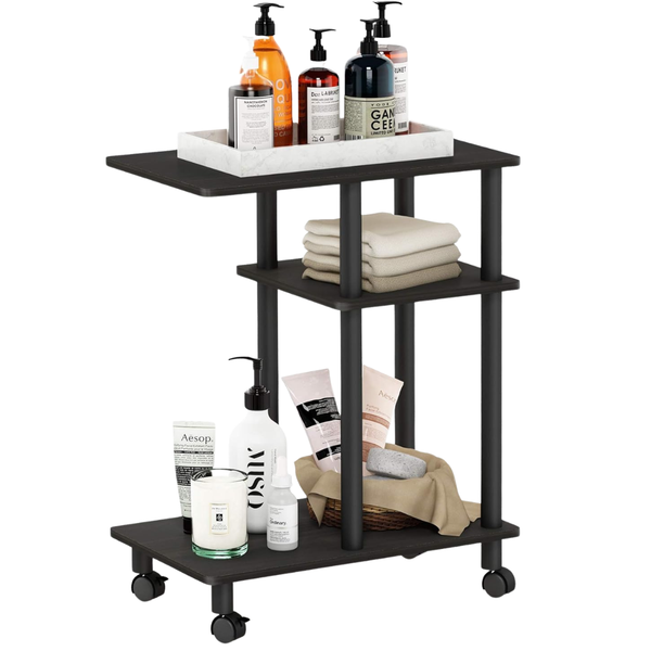 Furinno Turn-N-Tube C Shaped Side Table With Casters (Espresso/Black)