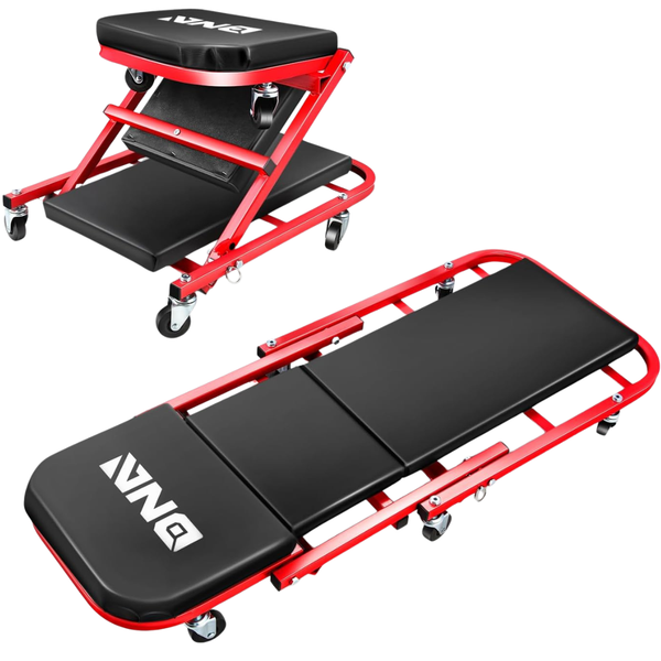 DNA Motoring 40" 2-in-1 Folding Rolling Creeper & Seat