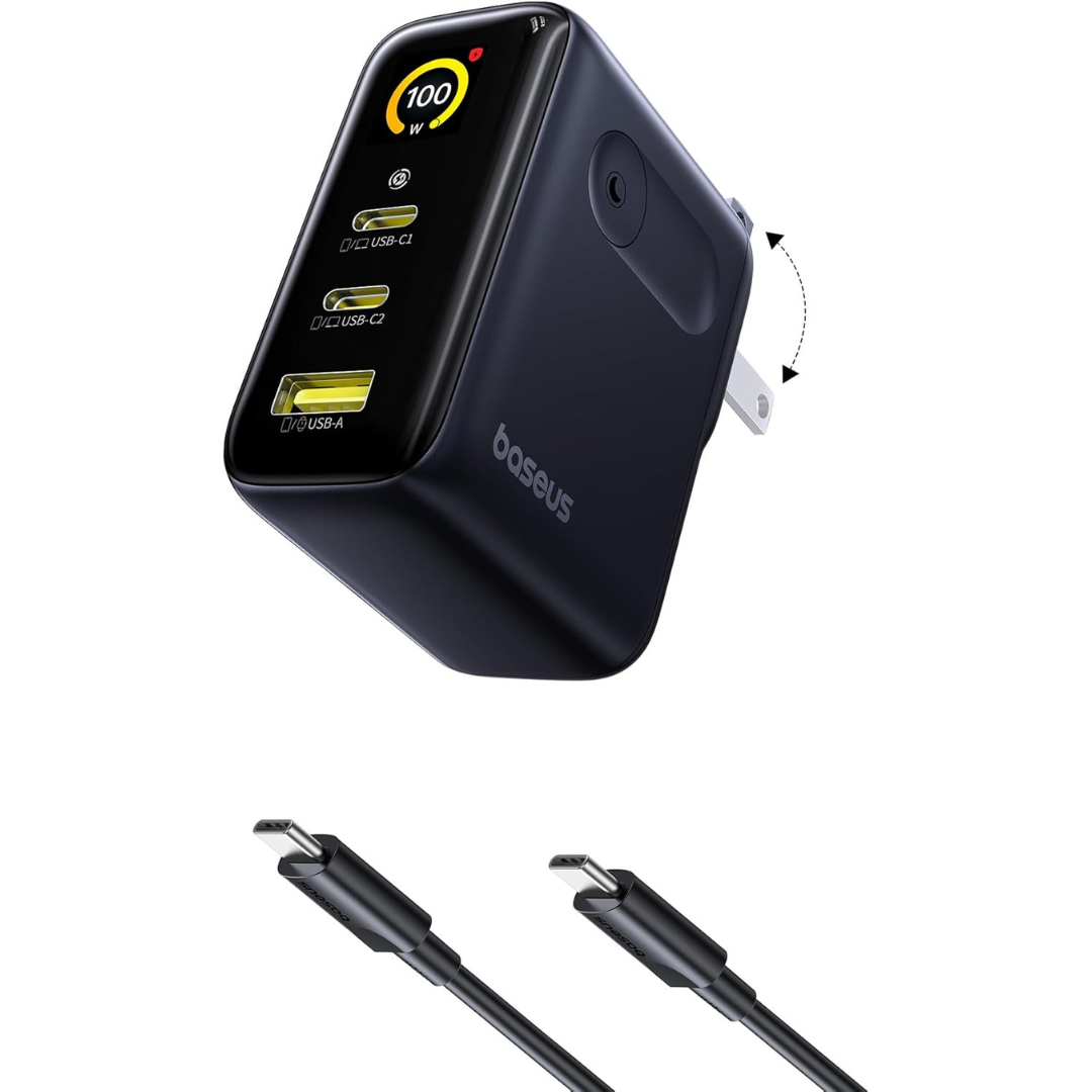Baseus Picogo 100W 3-Port USB-C Laptop Charger W/ Display