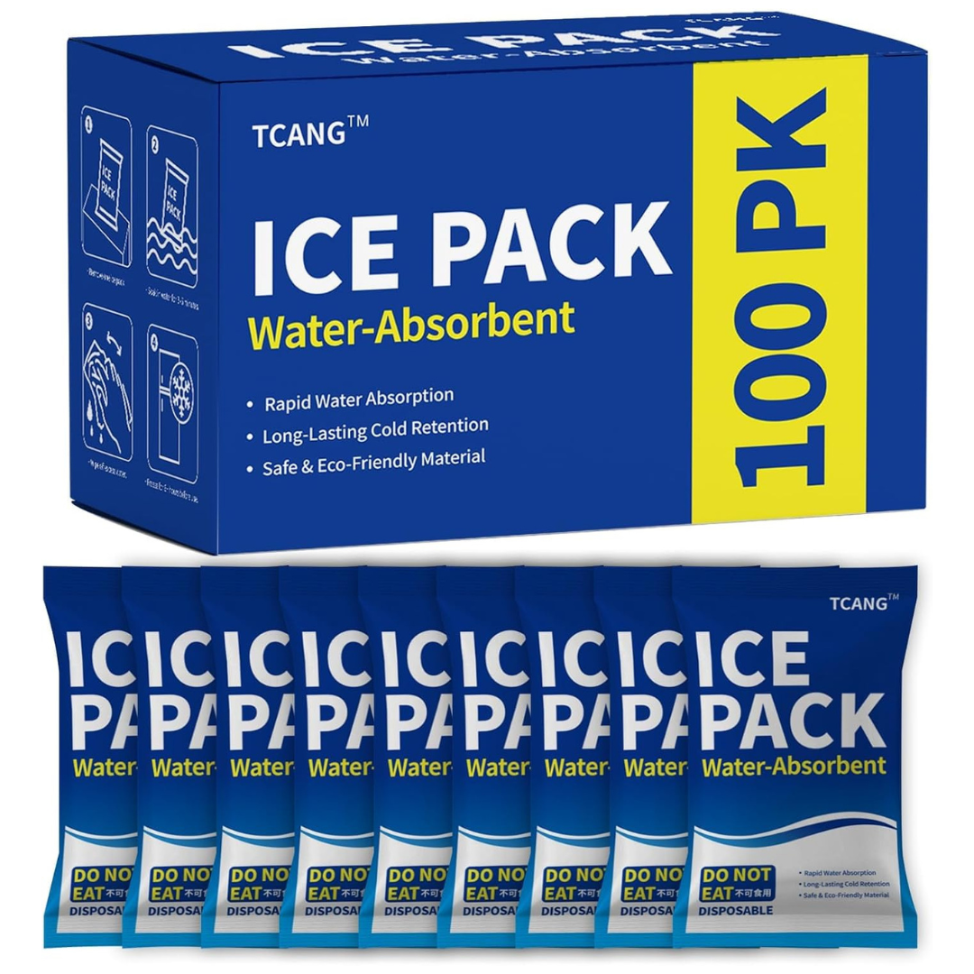 100-Pack Disposable Ice Packs For Coolers & Lunch Boxe