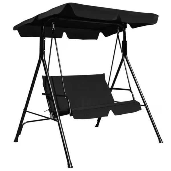 Costway Loveseat Patio Canopy Cushioned Swing Glider Hammock (Black)