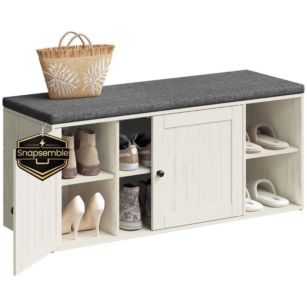 Songmics Home Shoe Storage Bench With Door & Adjustable Shelf (300 Lb)