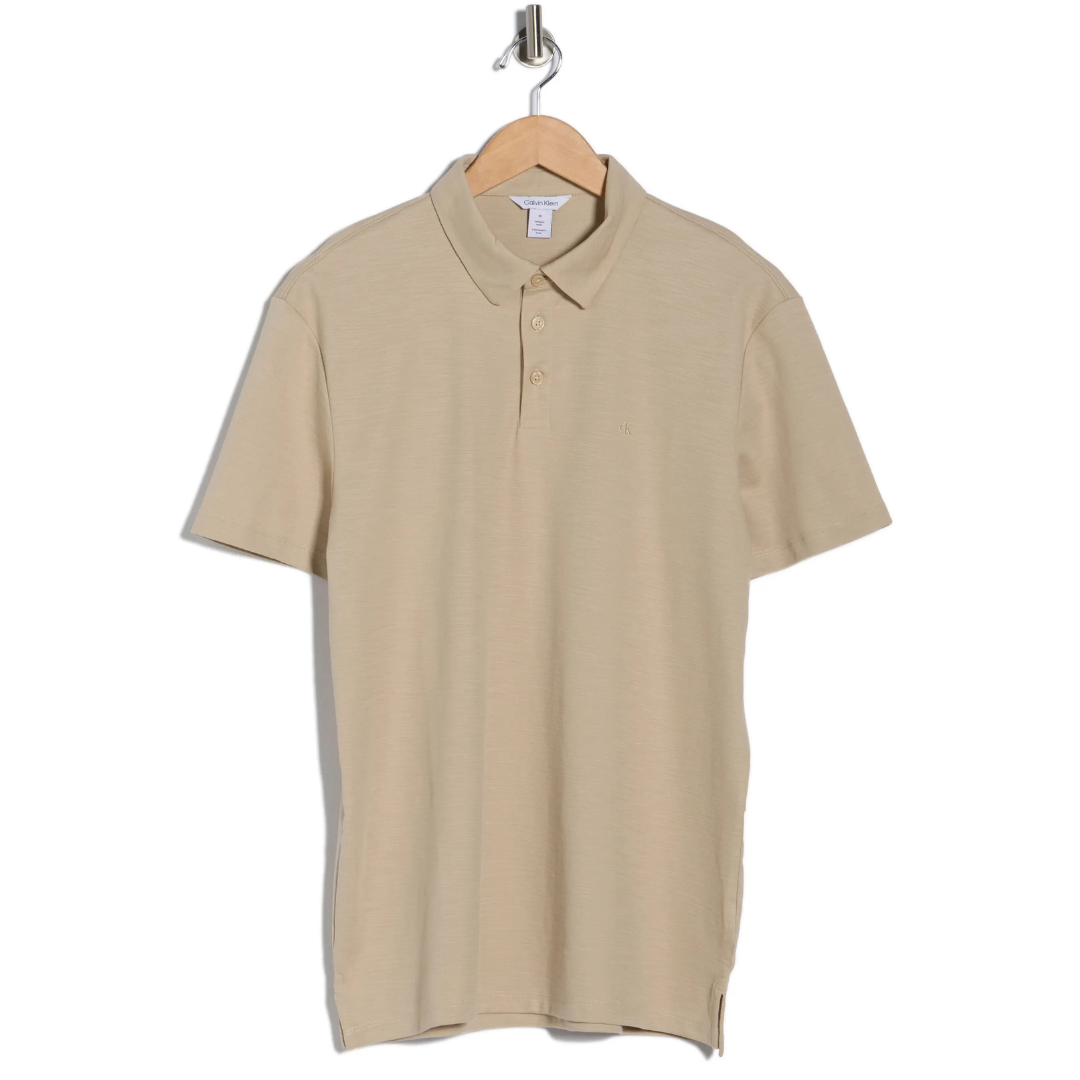 Calvin Klein Men's Classic Fit Embroidered Slub Knit Polo