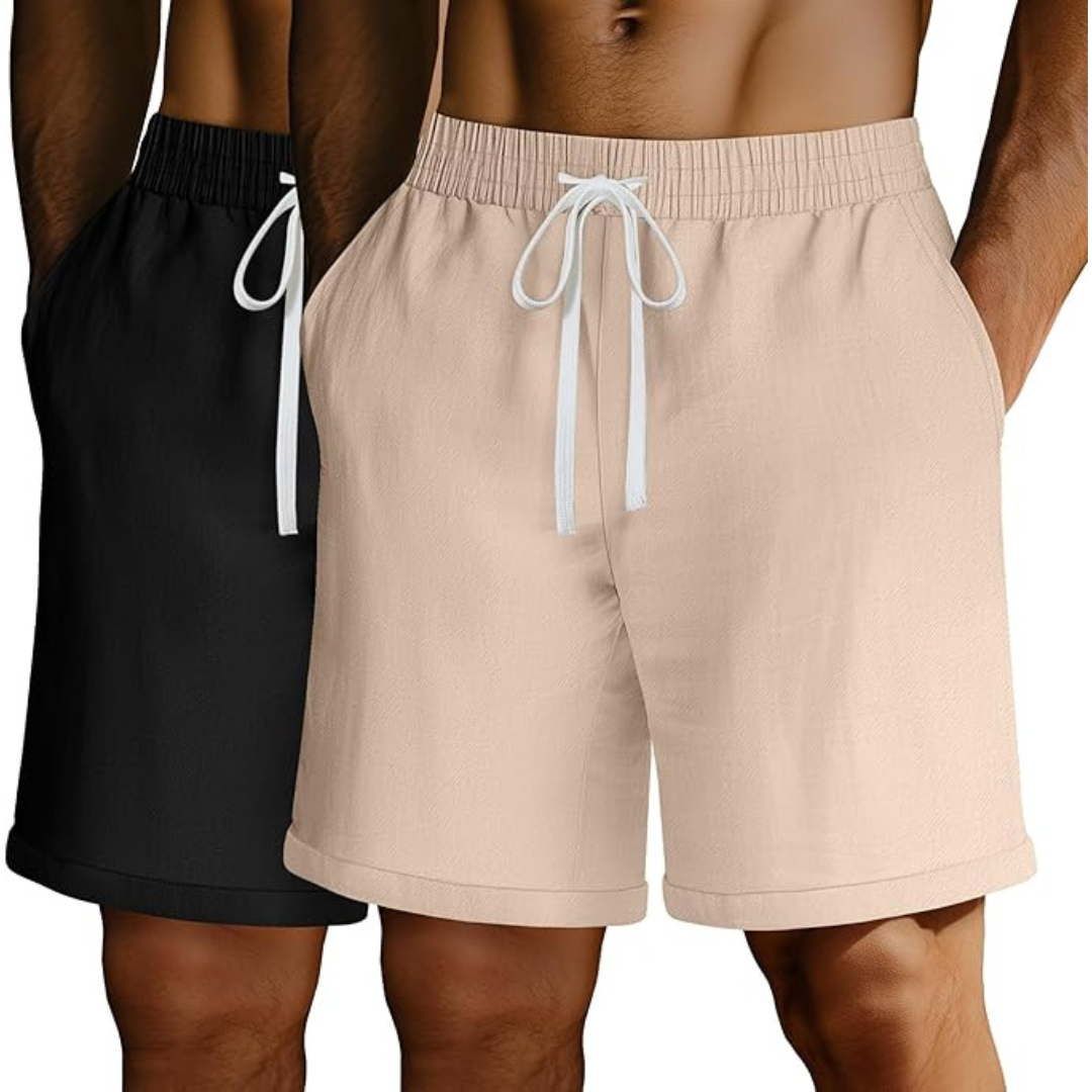 2-Pack Men's Big And Tall Linen Shorts - Plus Size