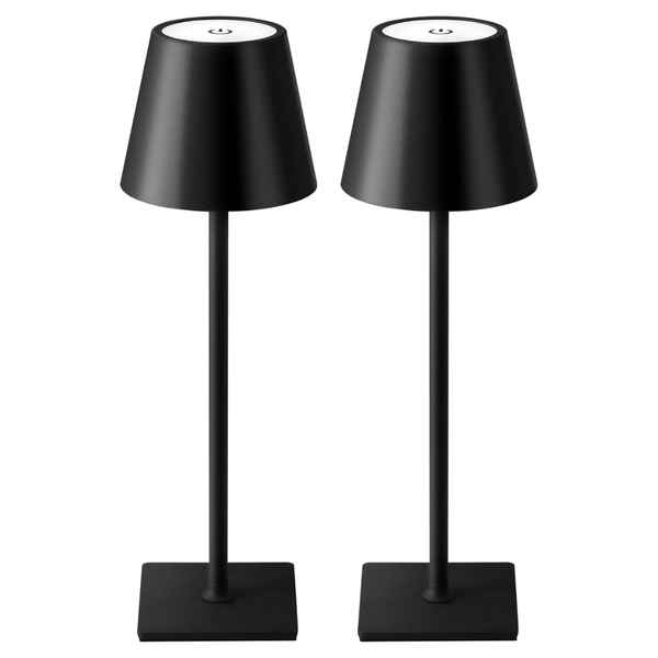 2-Pack 5000mAh Rechargeable Portable Cordless LED Table Lamps (Black)