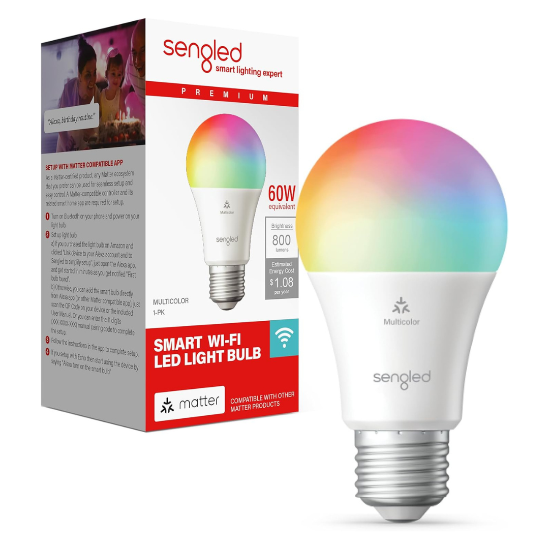 Sengled A19 WiFi Color Matter-Enabled 60W Smart LED Bulb