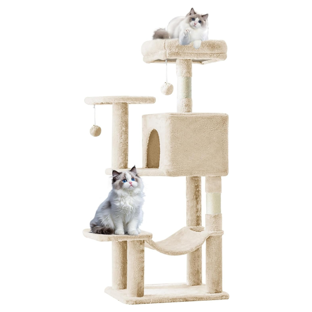 Sweetcrispy 44" Cat Tree Tower W/ Natural Sisal Scratching Posts