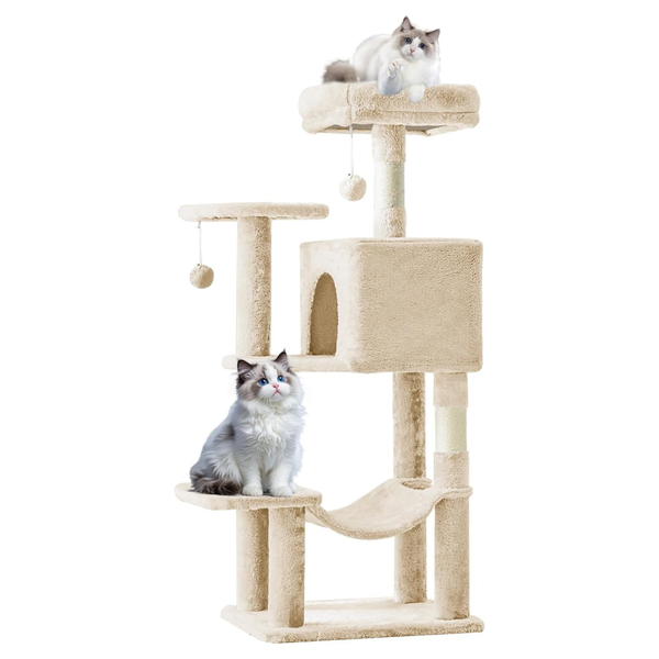 Sweetcrispy 44" Cat Tree Tower W/ Natural Sisal Scratching Posts